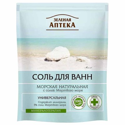 Соль для ванн Зеленая аптека Морская натуральная 500гр д/п