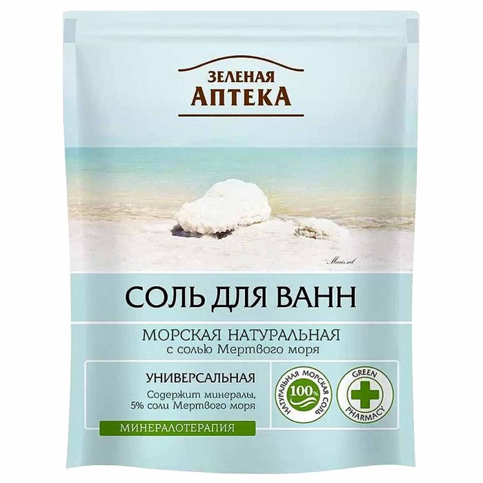 Соль для ванн Зеленая аптека Морская натуральная 500гр д/п