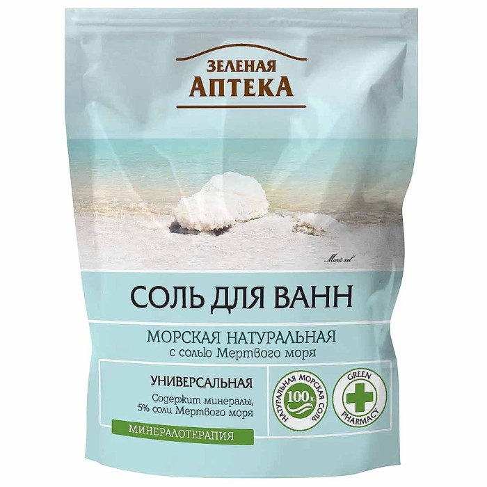 Соль для ванн Зеленая аптека Морская натуральная 500гр д/п