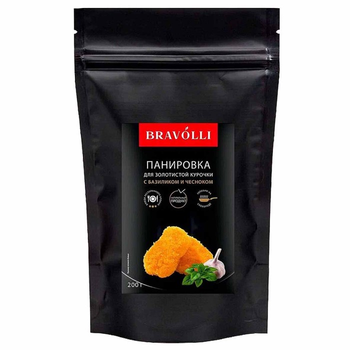 Панировка Bravolli для курочки с базиликом и чесноком 200гр д/п
