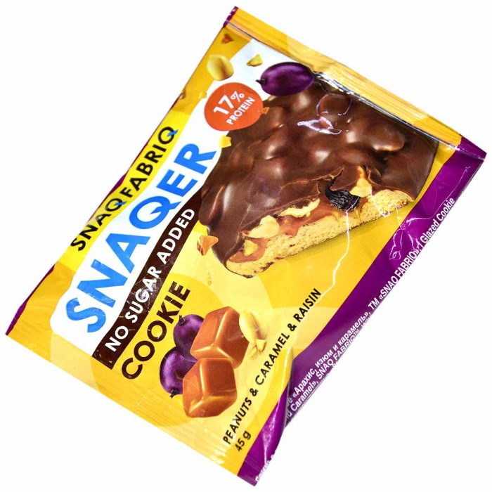 Печенье Snaqer глазир арахис-изюм-карамель 45гр м/у