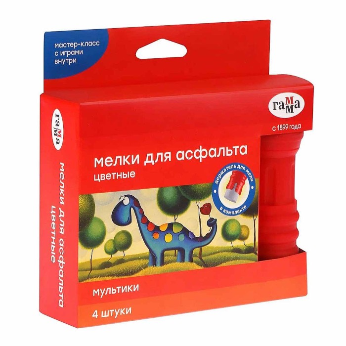 Мелки для асфальта Гамма цветные с держателем 4шт арт221120224