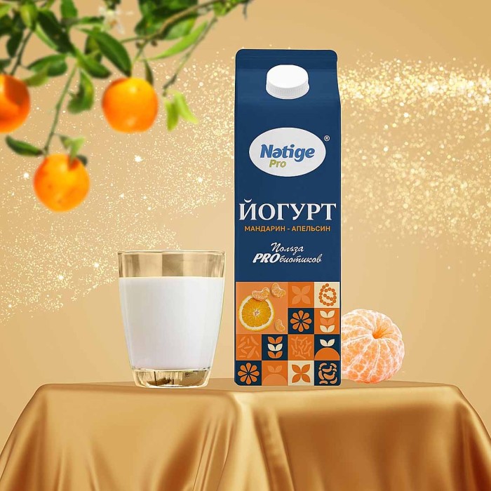 Йогурт Nәtige Pro мандарин-кокос 1,5% 900гр т/п