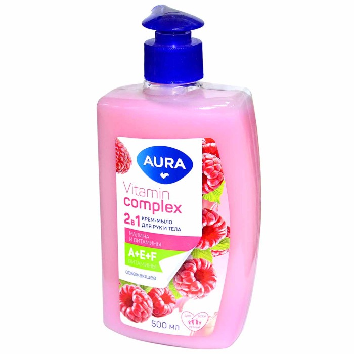 Крем-мыло Aura Vitamin Complex 2в1 Малина и витамины  500мл пэт