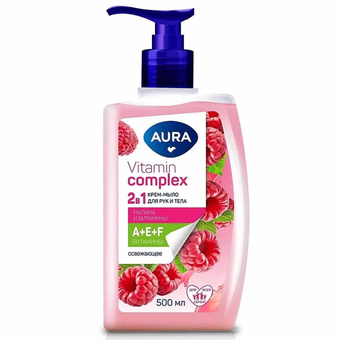 Крем-мыло Aura Vitamin Complex 2в1 Малина и витамины  500мл пэт