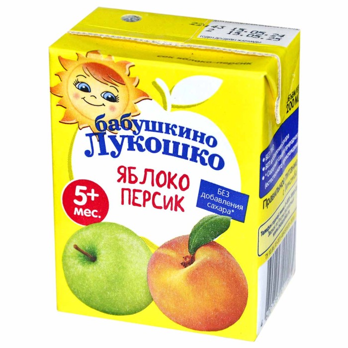 Сок Бабушкино Лукошко Яблочно-персиковый с 6 мес 200мл т/п