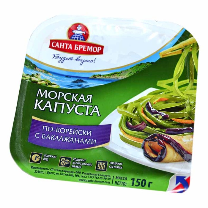 Капуста морская Санта Бремор по-корейски с баклажанами 150гр пэт