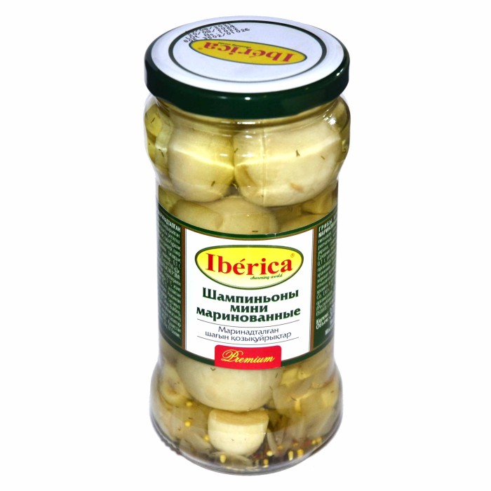 Грибы шампиньоны Iberica мини маринованные 370мл ст/б
