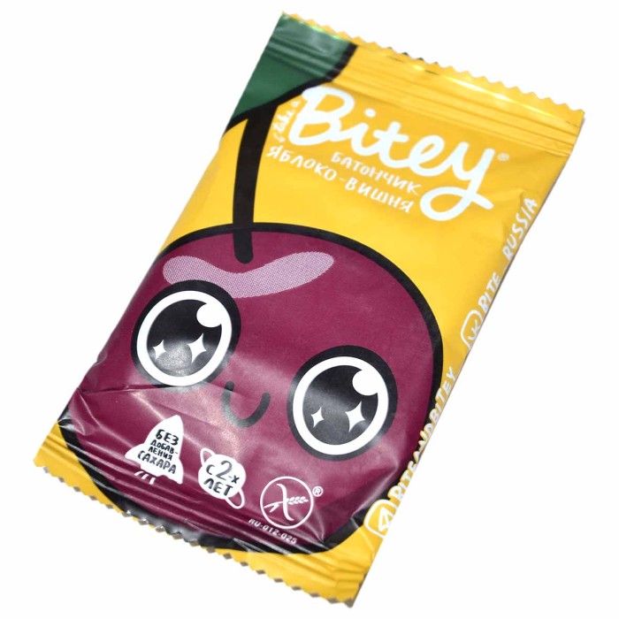 Батончик Bitey фруктово-ягодный яблоко-вишня 25гр