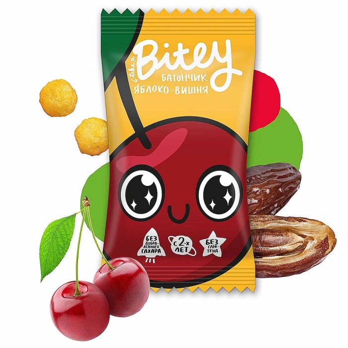 Батончик Bitey фруктово-ягодный яблоко-вишня 25гр