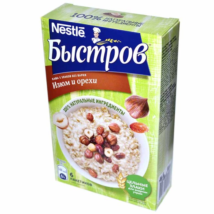 Каша Nestle Быстров 5 злаков изюм и орехи 240гр к/у