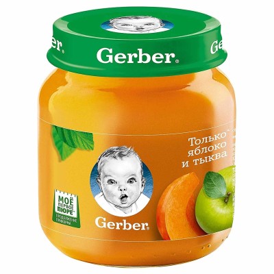 Пюре Gerber яблоко-тыква с 5 мес 130гр ст/б