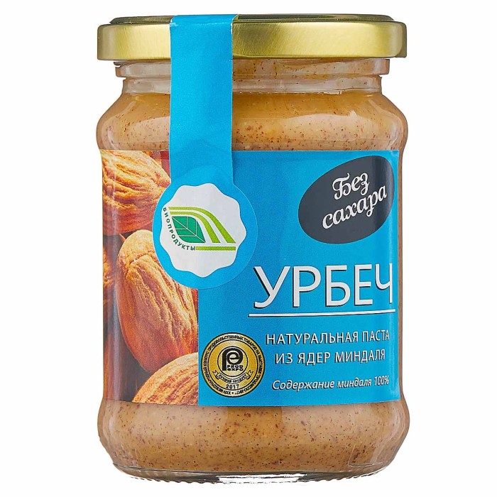 Паста ореховая Урбеч натуральная из ядер миндаля 280гр ст/б
