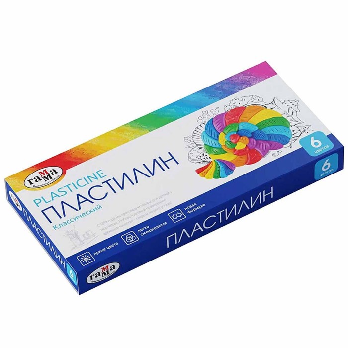 Пластилин Гамма Классический 6цв 120гр арт281030 к/у