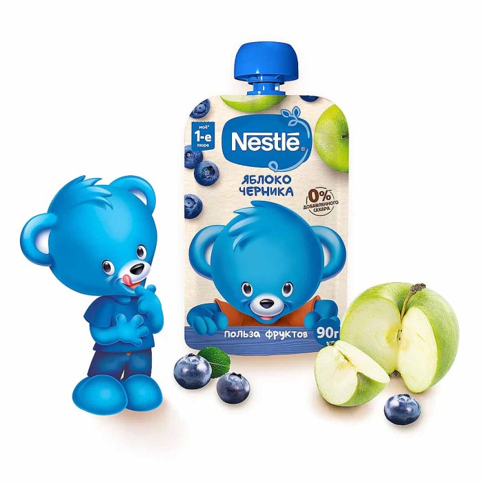 Пюре Nestle яблоко,черника с 5мес 90гр пауч