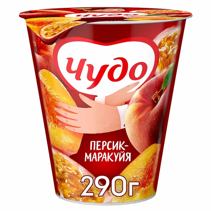 Йогурт Чудо персик-маракуя 2,5% 290гр пэт