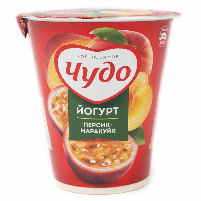 Йогурт Чудо персик-маракуя 2,5% 290гр пэт