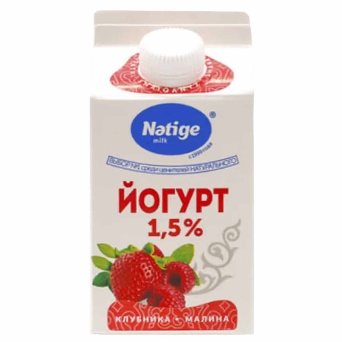 Йогурт Nәtige milk клубника-малина живой 1,5% 0,45л т/п