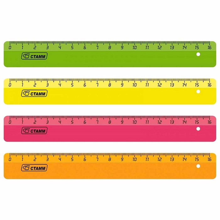Линейка Стамм прозрачная цветная 16см арт897318
