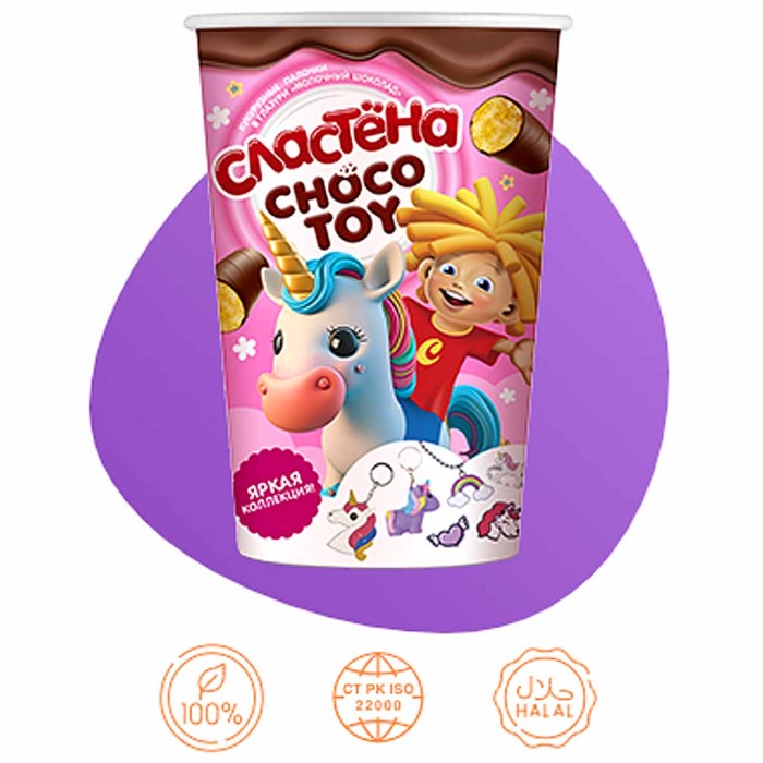 Палочки кукурузные Сластена Choco toy Яркая коллекция молочный шоколад 100гр м/у