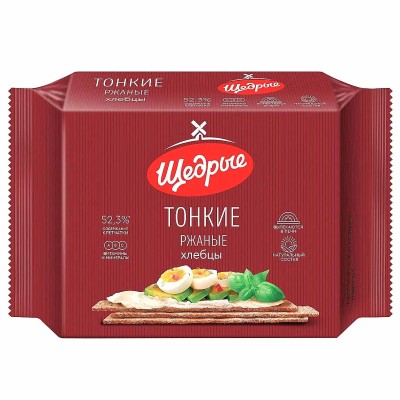 Хлебцы Щедрые тонкие ржаные 170гр м/у