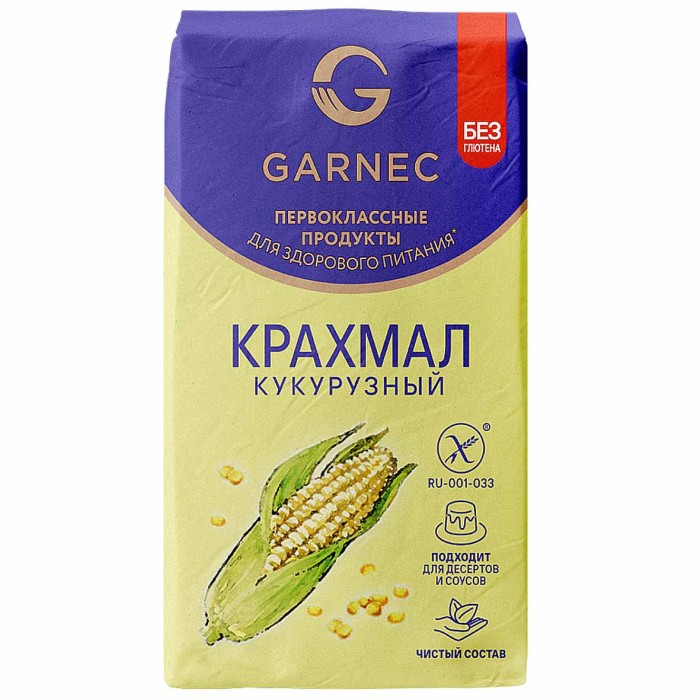Крахмал Гарнец кукурузный без глютена 400гр м/у