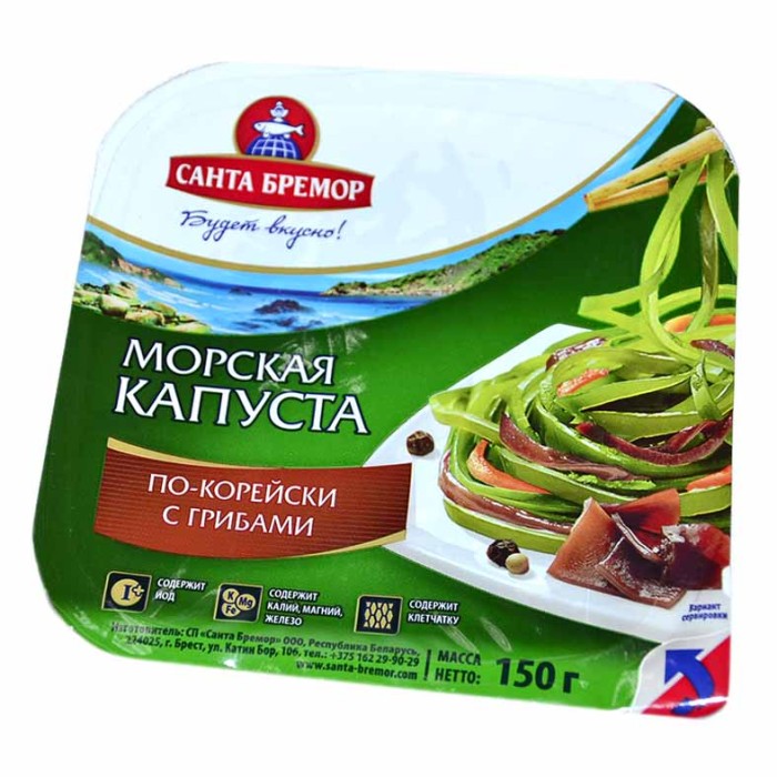 Капуста морская Санта Бремор по-корейски с грибами 150гр пэт