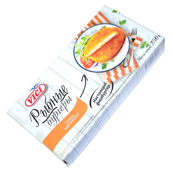 Бургеры рыбные Vici 250гр к/у