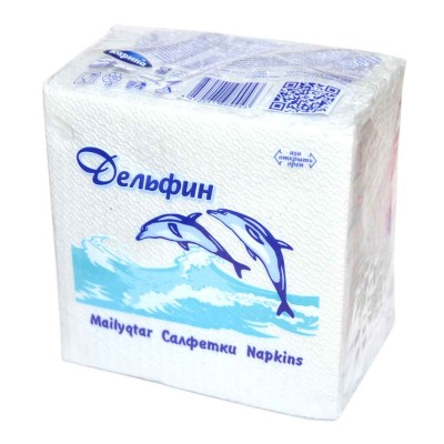 Салфетки бумажные Дельфин белые 75шт м/у