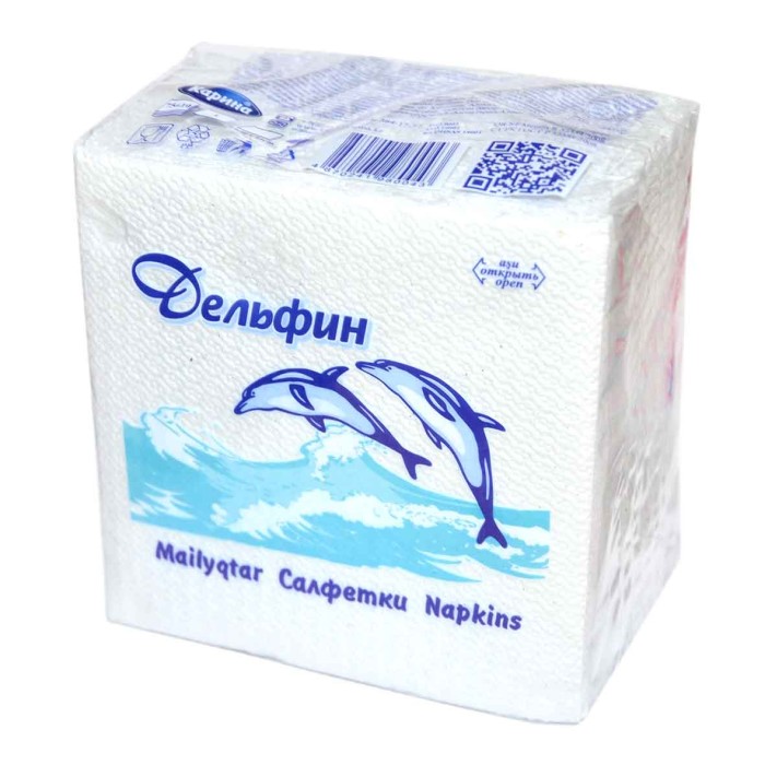 Салфетки бумажные Дельфин белые 75шт м/у