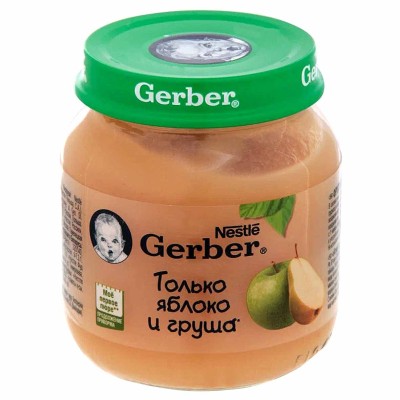 Пюре Gerber яблоко-груша с 5мес 130гр ст/б