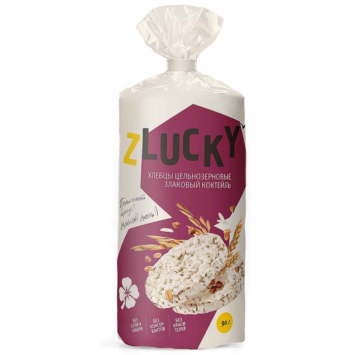 Хлебцы Zlucky цельнозерновые злаковый коктейль 90гр м/у
