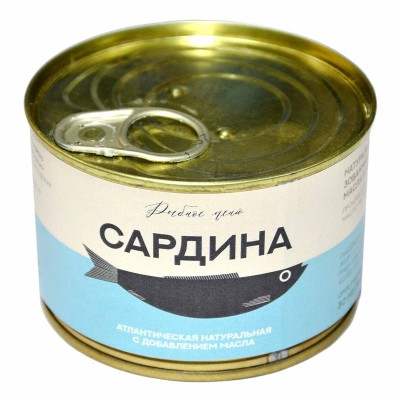 Сардина Рыбное Меню атлантическая натур с доб масла 250гр ж/б