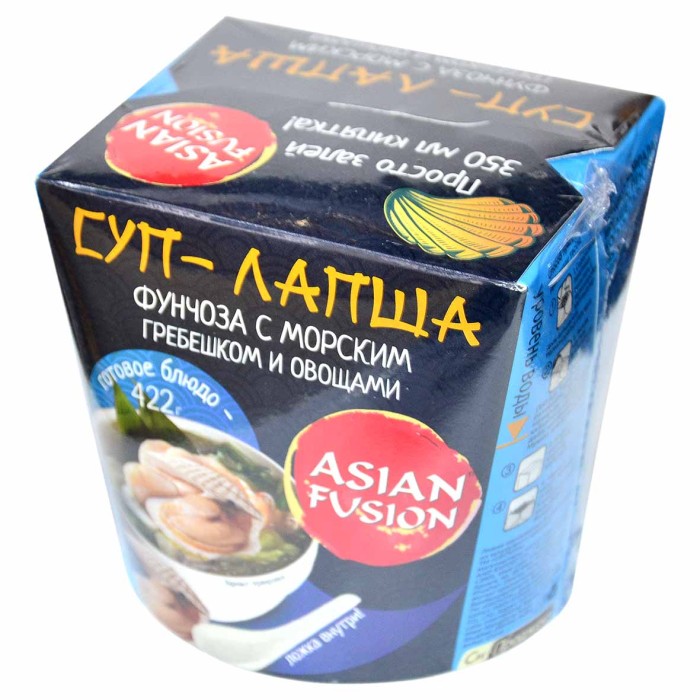 Суп-лапша Asian Fusion фунчоза с морским гребешком и овощами 72гр к/у