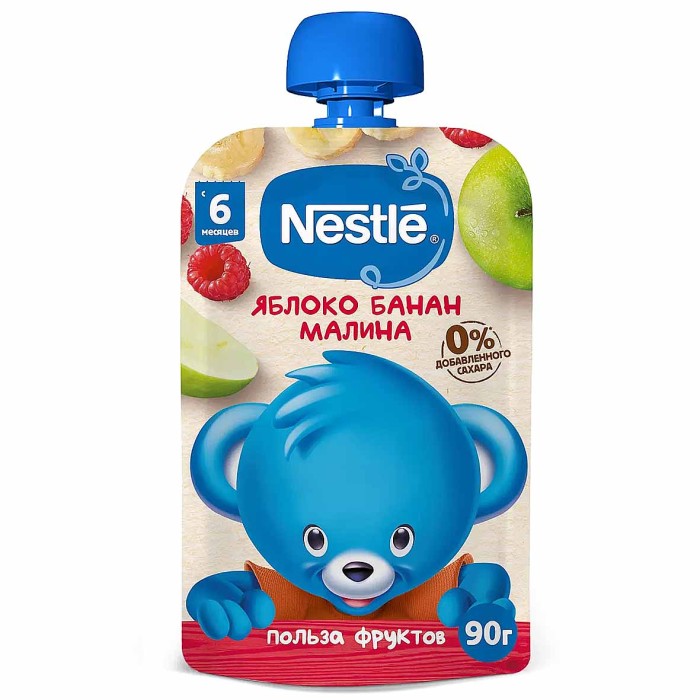Пюре Nestle яблоко,банан,малина с 6 мес 90гр пауч