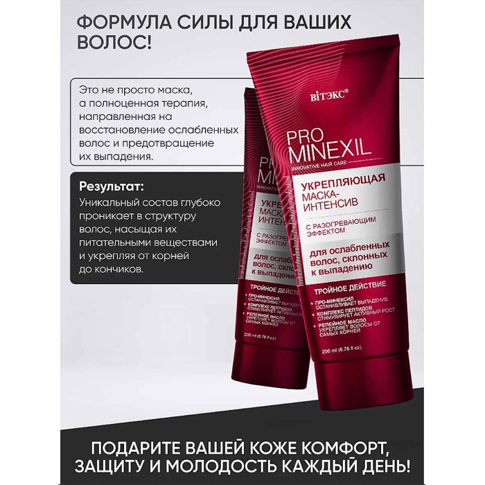 Маска-интенсив для волос Pro Minexil с разогревающим эффектом 200мл пэт