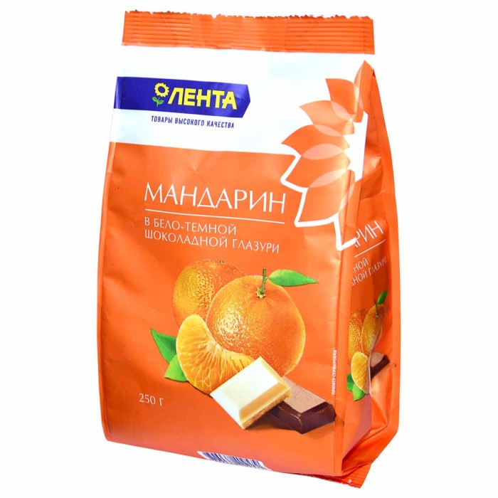 Конфеты Лента Мандарин в бело-темной глазури 250гр м/у