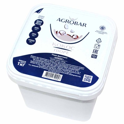 Пюре AGROBAR фруктовое кокос св/м 1кг пэт