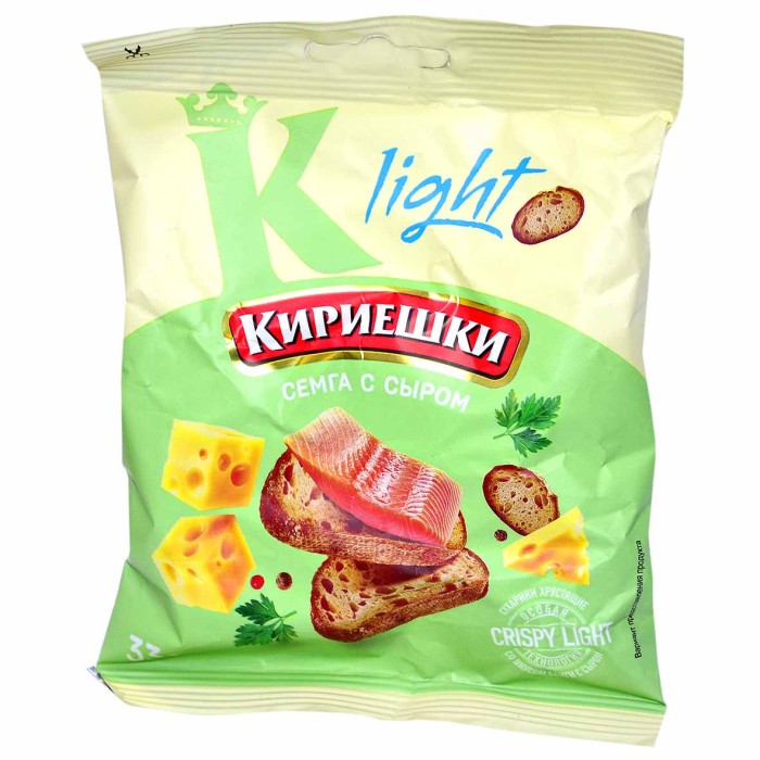 Сухарики Кириешки Light ржаные вкус семга с сыром 33гр м/у