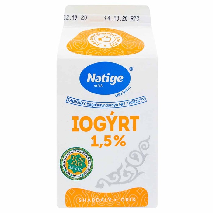 Йогурт Nәtige milk персик-абрикос живой 1,5% 0,45л т/п