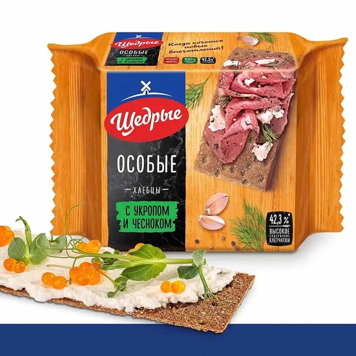 Хлебцы Щедрые ржано-пшеничные с укропом и чесноком 200гр м/у