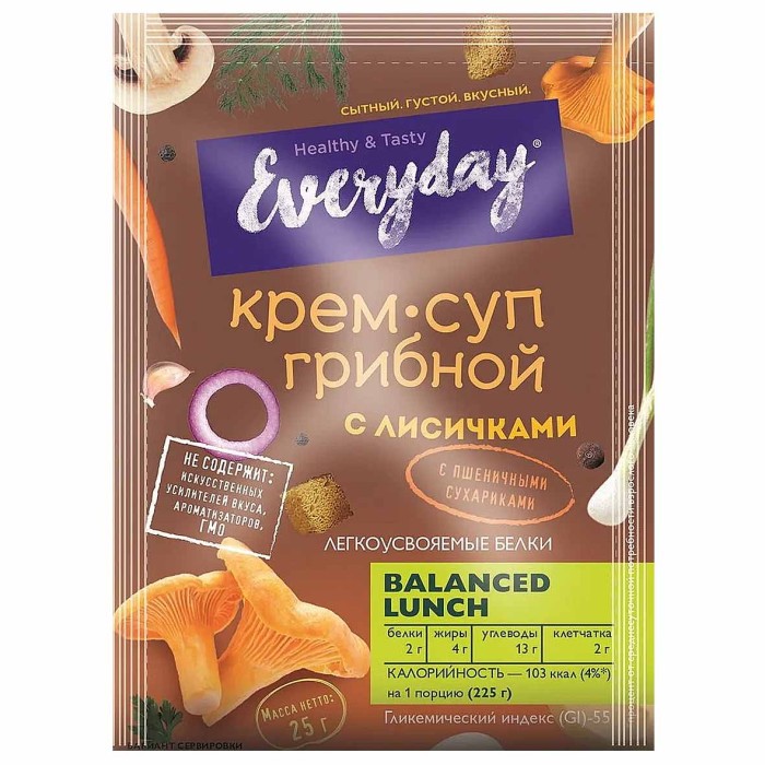 Крем-суп Everyday грибной с лисичками с пшеничными сухариками 25гр м/у