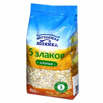 Хлопья Настоящая хозяйка 5 злаков 400гр м/у