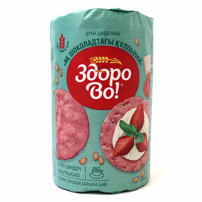 Хлебцы ЗдороВо! пшенично-рисовые в глазури клубника в белом шоколаде 200гр м/у