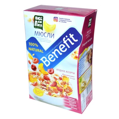 Мюсли Воложка Benefit ягодное ассорти 400гр к/у