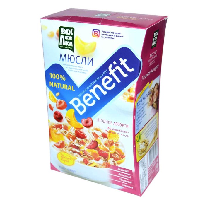 Мюсли Воложка Benefit ягодное ассорти 400гр к/у