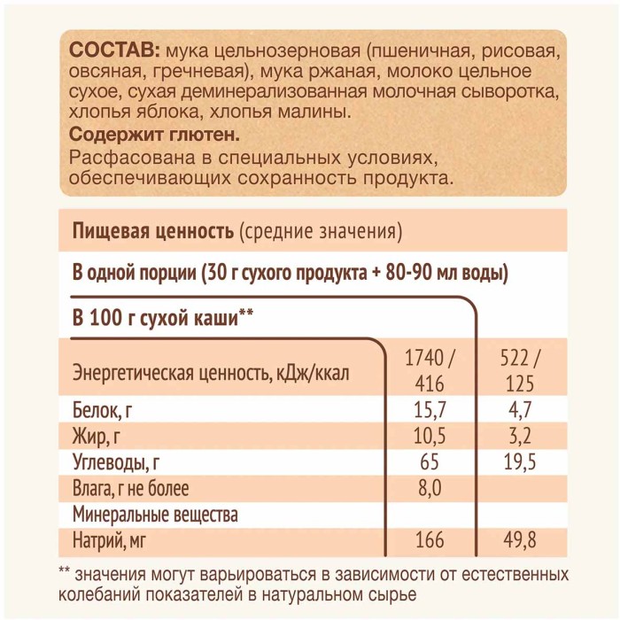 Каша Procereals мультизлаковая молочная с яблоком и малиной с 6мес 200гр к/у