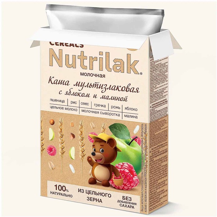 Каша Procereals мультизлаковая молочная с яблоком и малиной с 6мес 200гр к/у