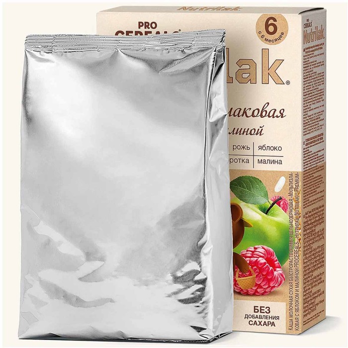 Каша Procereals мультизлаковая молочная с яблоком и малиной с 6мес 200гр к/у