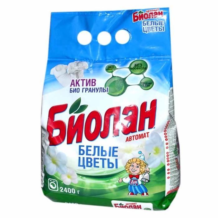 Порошок для стирки Биолан Белые цветы атомат 2,4кг м/у